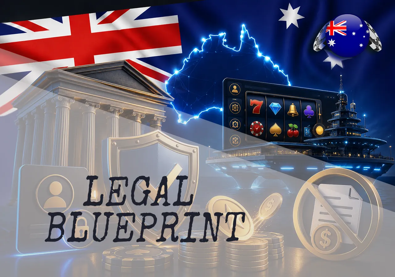 Legal blueprint for Australian Hacksaw pokie players with law, Australia map, offshore casino, protection, and tax-free winnings
