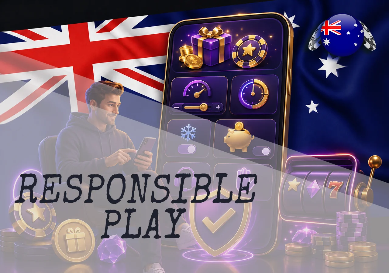 Responsible play with casino bonuses and Free Spins pokies in Australia, including limits, timer, cooling-off, and support